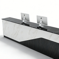 Meuble de réception de luxe en marbre blanc brillant pour clinique, poste d'infirmière, petit bureau de réception