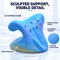 Appareil d'étirement du cou en EVA, dispositif de traction cervicale avec points de massage, support ergonomique pour le cou pour l'étirement et la relaxation à domicile