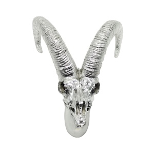 Colgante de pared cabeza de oveja hueso escultura <span class=keywords><strong>esqueleto</strong></span> <span class=keywords><strong>cabra</strong></span> hueso oveja arte estatua plata ecológica Halloween hogar Decoración resina - Product Image 1