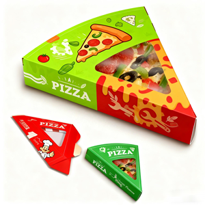 Emballage pour tranche de pizza individuelle à deux niveaux en forme de <span class=keywords><strong>triangle</strong></span> de 9 pouces, boîte à tranche de pizza individuelle en papier artisanal personnalisée - Product Image 6
