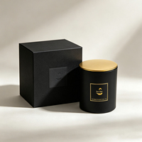 Pot à bougie en verre San Neo avec couvercle doré, conteneur à bougie noir mat, emballage de luxe pour bougies, idéal pour les cadeaux de spa, vente en gros