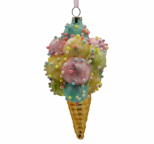 Ornement de Noël en verre sur le thème de la nourriture ludique pour les fêtes de Noël à la maison, cadeau mignon pour les amateurs de crème glacée, passionnés de décoration de vacances - Product Image 4
