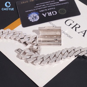 Collier en Moissanite VVS plaqué or blanc, chaîne cubaine de 15 mm, bijoux hip-hop pour hommes, Moissanite certifiée GRA, collier tendance - Product Image 4