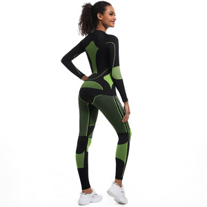 <span class=keywords><strong>Combinaison</strong></span> <span class=keywords><strong>de</strong></span> <span class=keywords><strong>ski</strong></span> à manches longues sans couture et ajustée pour <span class=keywords><strong>femme</strong></span>-Ensemble <span class=keywords><strong>de</strong></span> vêtements <span class=keywords><strong>de</strong></span> forme 2 pièces pour le sport, la course à pied, le cyclisme et le yoga - Product Image 3