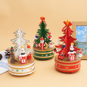 Caja de Música Creativa de Madera con Árbol de Navidad Giratorio y Carrusel para Decoración Navideña para Embellecer tu Habitación - Product Image 2