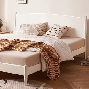 M7011 자연 디자인 홈 침실 단단한 나무 오크 덮개를 씌운 패널 침대 지원 사용자 정의 킹 사이즈 플랫폼 나무 침대