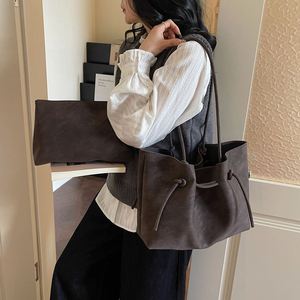 2 Piece PU Leather Tote Bag Set Women <b>Large</b> Capacity Shoulder <b>Handbag</b> with Clutch Factory Wholesale - Product Image 3