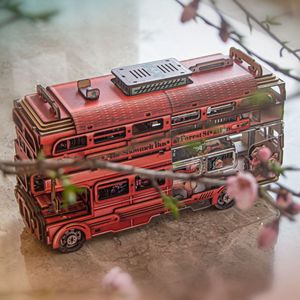 Bus à deux étages en bois 3D fait main, puzzle éducatif à assembler soi-même, jeu pour les 14 ans et plus - Product Image 4
