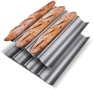 Glod/Zilver Anti-aanbak Baguette Pannen Voor Franse Brood Bakken (4 Broden 15 "X 13")