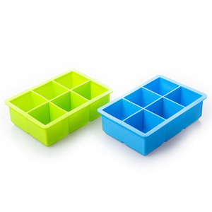 OEM Silicone vassoio di ghiaccio 6 grandi cubi quadrati con coperchio, lavastoviglie a fusione lenta stampo di ghiaccio - Product Image 4