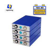 Batterie LiFePO4 Dongguan Lightning 3.2V 105Ah pour camping-car, bateau, yacht, 3500 cycles, 0.5m interne, barres de liaison -20~60°C