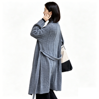 Cardigan en cachemire pur pour femme, manteau en tricot de cachemire, robe avec ceinture