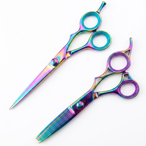 ASAP - Juego de Tijeras de Peluquería Profesionales de Acero Inoxidable con Recubrimiento de Color Arcoíris, para Diestros, Mango Largo, 30 Dientes, para Uso en Salón - Product Image 3