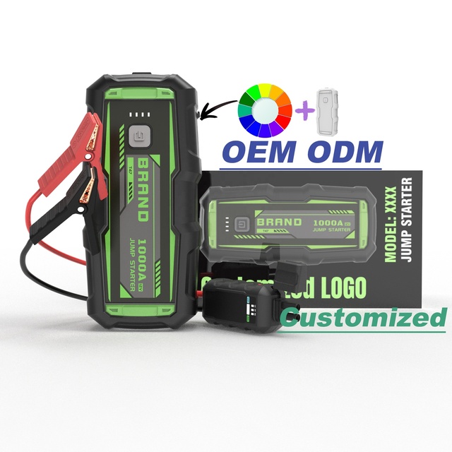 12V 10000mWh Lithium Battery Car Truck Jump Starter 2000A Peak Current Auto Emergency Booster Digital Screen LED Lighting