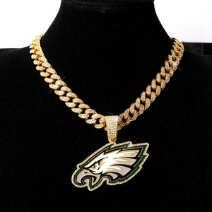 Juego de Joyería con Collares de Cadena Cubana con Logotipo de los Houston Texans, 32 Equipos, con Dijes de Diamantes de Imitación Brillantes, Estilo Hip-Hop - Product Image 4
