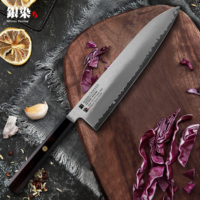 Konoll 240mm Teinture Argentée Japonais HAP-40 Acier 3 Couches Composite Acier Gyuto Couteau Manche En Ébène Couteau De Chef De Cuisine