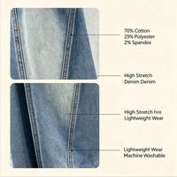 Jean ample rétro bleu uni léger pour femme, coupe large, plissé devant, fermeture éclair, longueur standard