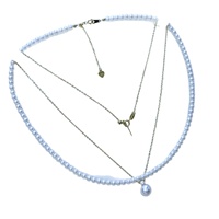 Collier en perles d'eau douce du lac Shanxia de Zhuji, parfaitement blanches, ensemble deux pièces, 4-4,5+8-9mm, qualité irréprochable, S925, classique et léger