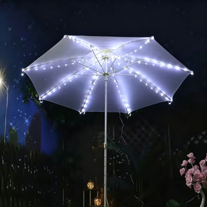 Silver Solar Umbrella <b>String</b> Lights,IP65 Waterproof LED RGB Color Changing with Remote Control, Dimmable Fairy Lights for <b>Garden</b> - Product Image 1