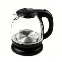 Bouilloire électrique en verre 1,0 L, nouvelle, personnalisée, certifiée CE GS RoHS LFGB CB ETL, pour hôtel, avec ou sans cordon, pour service à thé