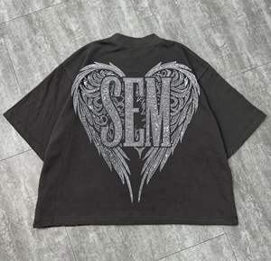 เสื้อยืดโอเวอร์ไซส์สุดหรูสำหรับผู้ชายเสื้อยืดผ้าฝ้ายพิมพ์ลายกราฟิกประดับพลอยเทียมสะพายไหล่สำหรับฤดูร้อน - Product Image 2