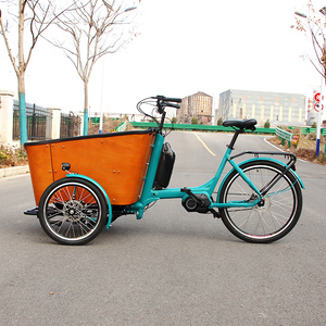 Asiento infantil Dispositivo de equilibrio oscilante de carga frontal Bicicleta de carga eléctrica de tres ruedas de <span class=keywords><strong>26</strong></span> pulgadas Bicicleta de carga E con <span class=keywords><strong>cubierta</strong></span> de lluvia - Product Image 2