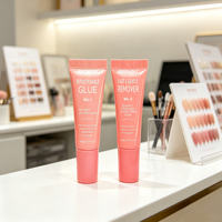 Kit de colle solide pour ongles en tube souple rose 10g sans UV, dissolvant de colle pour pointes d'ongles, pour le soin des ongles avec une bonne rétention et une liaison forte