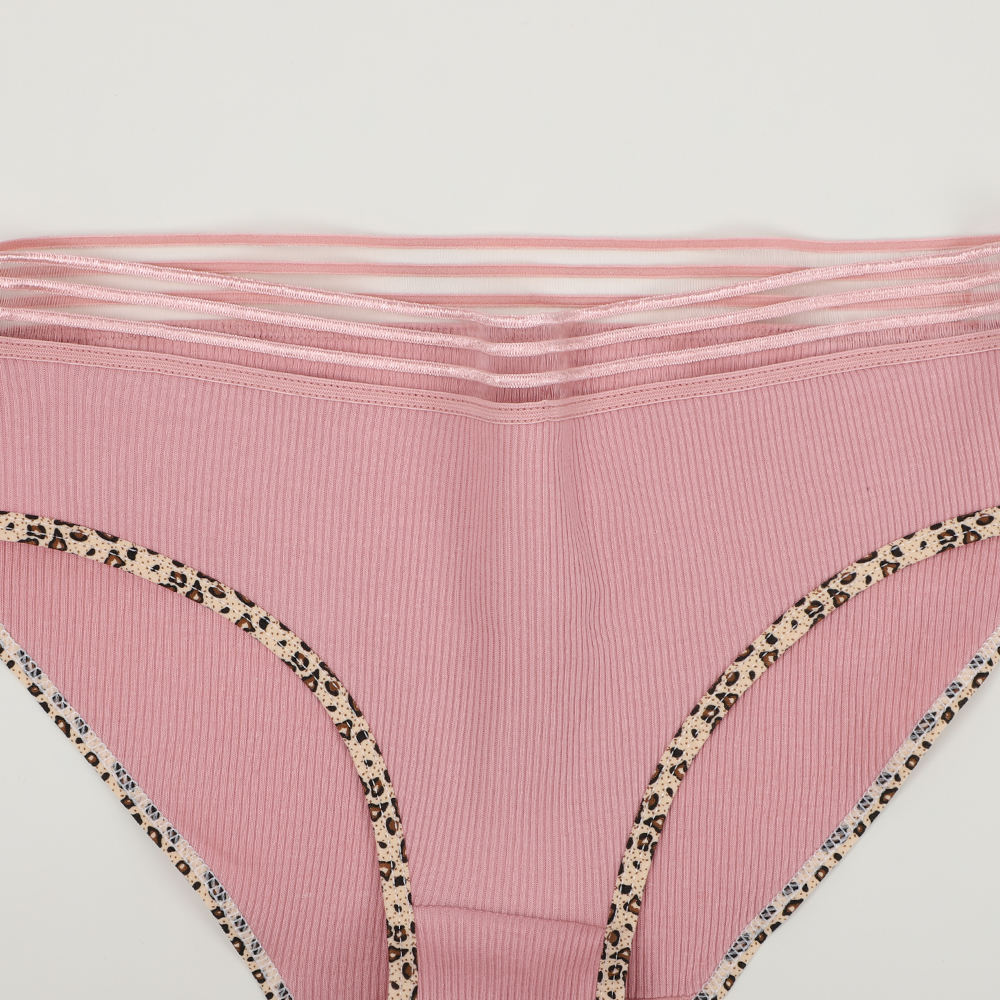 Fashion Design Teen Girls Cotton Briefs for Women Sexy Leopard Covered Edge Full Briefs Panties for 12 Pcs Wholesale Pack