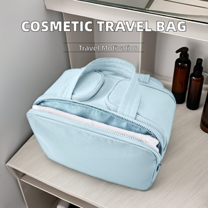 Bolsa de Viaje de Nailon con Cierre de Cremallera, Bolsa de Aseo Portátil, Set de Almacenamiento de Cosméticos, Bolsa de Gimnasio para Fin de Semana con Múltiples Aberturas - Product Image 5