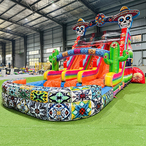 Nouveau design Château <span class=keywords><strong>gonflable</strong></span> avec toboggan aquatique, motif carreaux brillants et cactus, toboggan aquatique <span class=keywords><strong>gonflable</strong></span> à double voie à vendre - Product Image 1