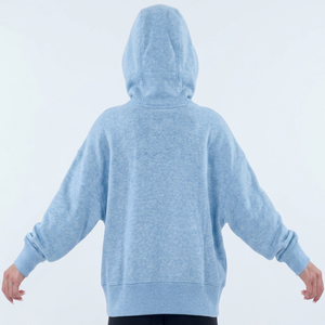 Sweat-shirt à capuche oversize bleu clair pour femme, 100 % coton, couleur unie, respirant, coupe classique, manches longues, sans doublure, pour l'automne - Product Image 1