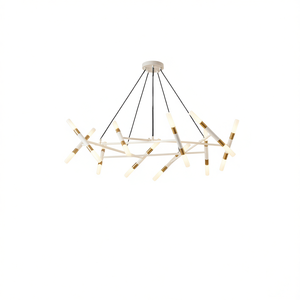 Modern Pendant <b>Light</b> Fixture White Gold Frosted Acrylic Tubes Branch Design Adjustable Height For <b>Dining</b> Room Living Room - Product Image 1