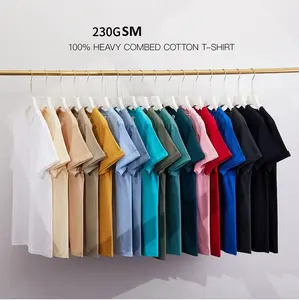 Tee Shirt Homme Coton Plain Blank Combed 100% Cotton Tshirt Oversize Unisex Women Men 230 Gsm Cotton Dtg Custom T Shirt