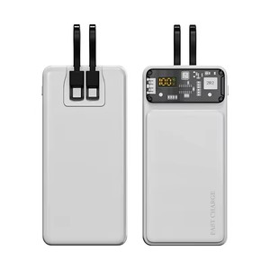 Banco de Energía Portátil de 10000mAh con Cable Integrado, Cargador Portátil de Carga Rápida de 22.5W, Banco de Energía Transparente, Batería Externa para Teléfono Inteligente - Product Image 2