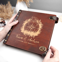 Logo gravé personnalisé couverture en bois anniversaire de mariage Couple cadeau d'anniversaire Souvenirs Album de scrapbooking en bois