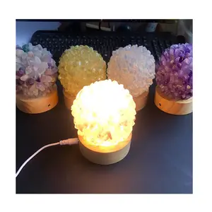 Großhandel natürliche Quarz chips Edelstein getrommelt Stein Regenbogen Fluorit Lampen Heils teine für Home Decoration