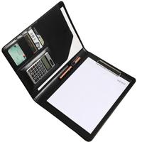 Porte-documents A4 en PU Boying WJJ-02 avec calculatrice, porte-cartes et bloc-notes, pour bureau, personnalisable en relief