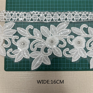 Thiết kế mới đính cườm thêu <span class=keywords><strong>TRIM</strong></span> rộng 15cm cho Bridal Wedding Craft cho DIY may - Product Image 6