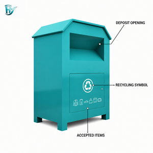 Contenedor de Reciclaje y Donación de Ropa Usada para Exteriores, Acero Galvanizado Ecológico para Uso Comunitario - Product Image 3