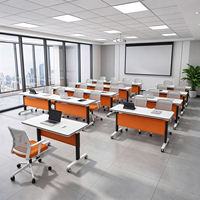 Table de conférence extensible et pliable avec pieds en fer, plateau en mélamine MFC, 120/150/180*60*75cm, pour réunions, formations, écoles et hôtels