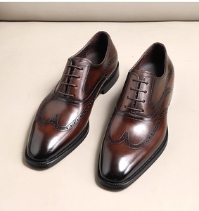 Zapatos de Hombre de Diseño de Lujo 2026, de Piel Vacuna en Capas, Punta Cuadrada, Ligeros, Antideslizantes, Transpirables, de Alta Calidad, Talla Grande, con Cordones - Product Image 5