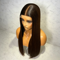 Perruque frontale en dentelle HD 13*4, cheveux naturels vietnamiens bruts, cheveux humains vierges avec cuticules alignées, lisses comme des baguettes, couleur marron