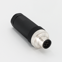 Connecteurs circulaires mâles M12, 8 broches de type A, droits, étanches IP67 avec presse-étoupe PG7/PG9, pour capteurs industriels