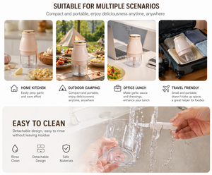 Picadora de Ajo, Mini Procesador de Alimentos, Recargable por USB, Libre de BPA, Resistente al Agua, Potente Triturador de Ajo, <span class=keywords><strong>Licuadora</strong></span> de Vegetales Inalámbrica - Product Image 2