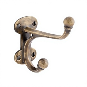 Antique Brass Double Coat Hook Wall Mounted Metal Hooks <b>For</b> Clothing <b>Towel</b> Holder Decorative Vintage Style <b>Bathroom</b> Hook Vintage - Product Image 1