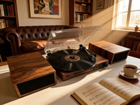 Tourne-disque vinyle sans fil Udreamer à 3 vitesses, lecteur de disques minimaliste scandinave équipé de haut-parleurs indépendants