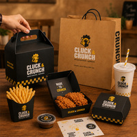 Boîtes d'emballage alimentaire recyclées en carton kraft, imprimées sur mesure pour les restaurants de restauration rapide, à emporter, pour les hamburgers, le poulet, les frites