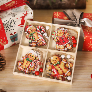 Wholesale Wooden <b>Gingerbread</b> <b>Man</b> Ornament Set Christmas Tree Hanging Pendant <b>Decoration</b> - Product Image 3