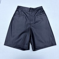 Shorts en cuir de mouton noir 100% pour femme, multi-poches symétriques, cuir souple de qualité supérieure, bas en cuir, décontracté, pour tous les jours, style streetwear