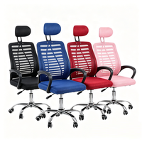 Chaise de bureau en tissu maillé à hauteur réglable, avec base pivotante à cinq branches chromée, directement de l'usine
